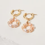 Flower Pearl Charm Hoops